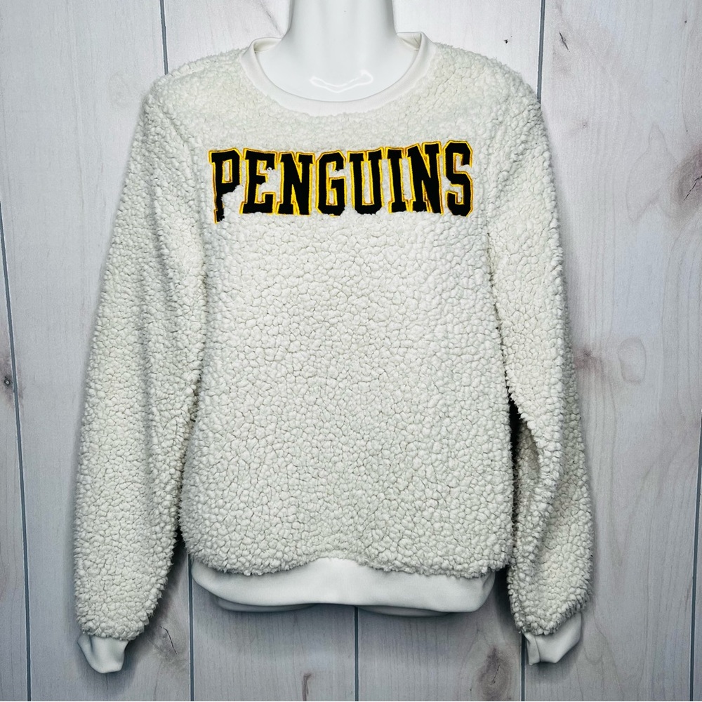 Pittsburgh Penguins Off-white Sherpa Logo Sweatshirt Hockey NHL
